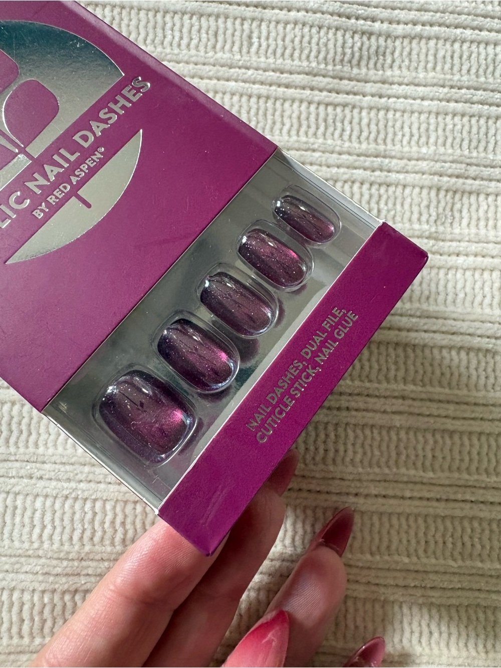 Red Aspen Nail Dashes Press-On Nails Shimmery Purple Plum Innovative Inez